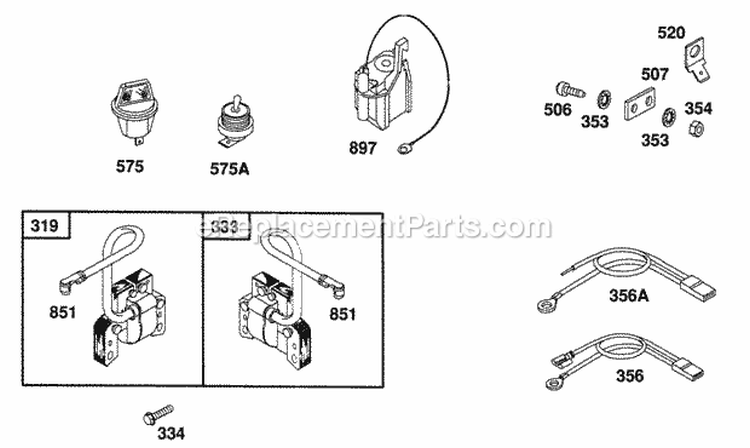 Armatures And Misc Elect Diagram and Parts List for 082331-0162-01  Briggs and Stratton Engine